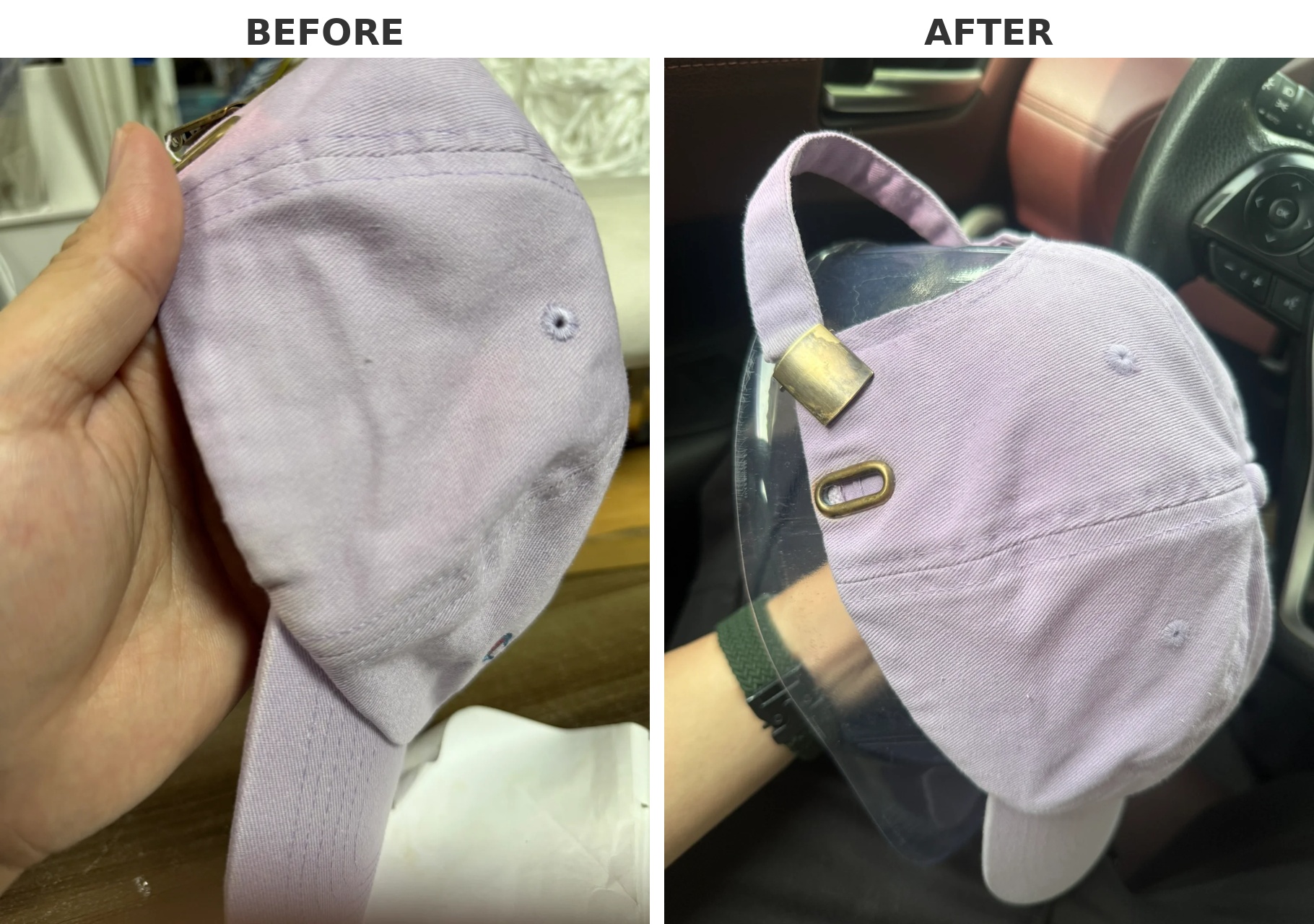 帽子金屬扣周圍褪色修復