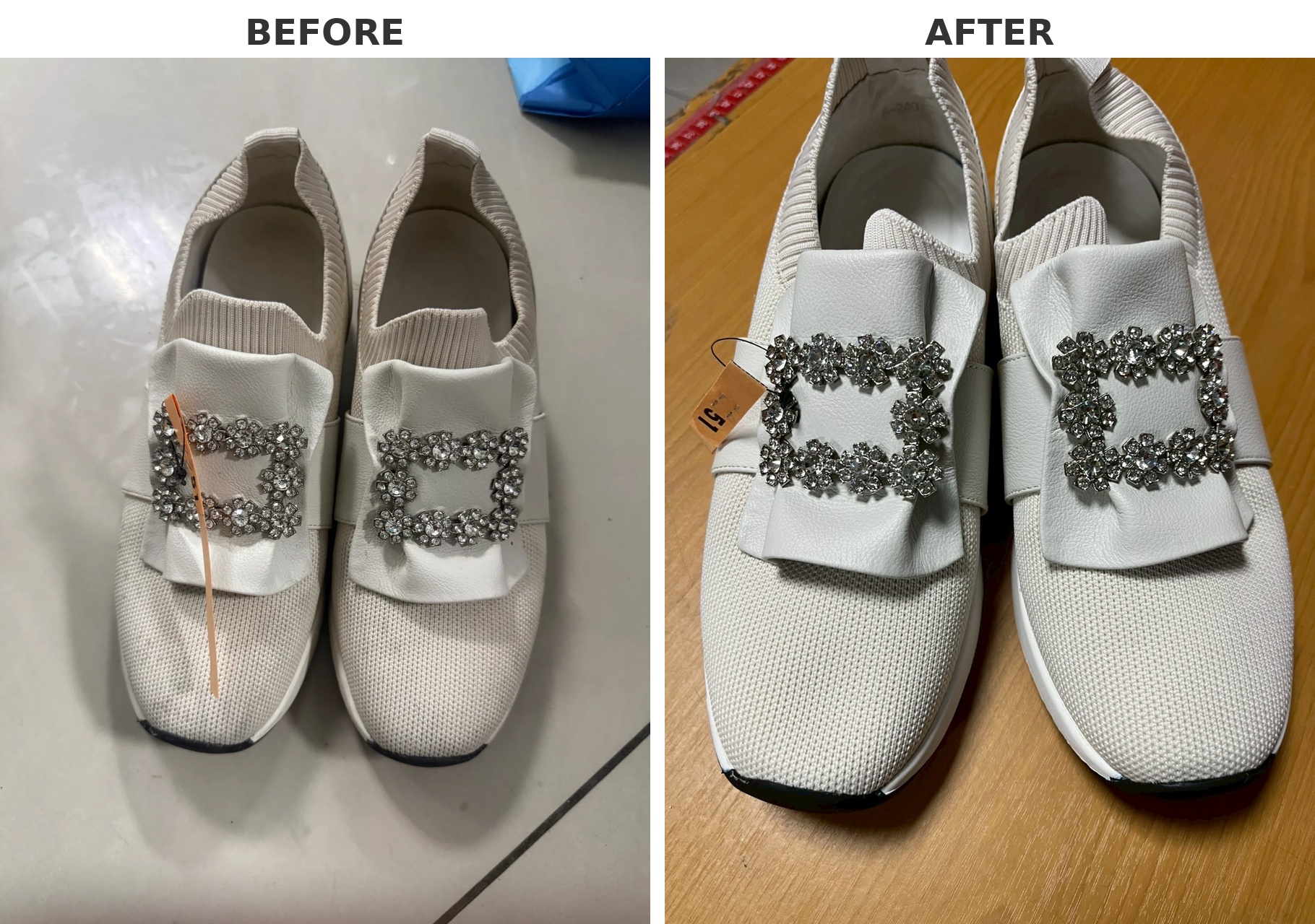 拚皮有裝飾的鞋清洗